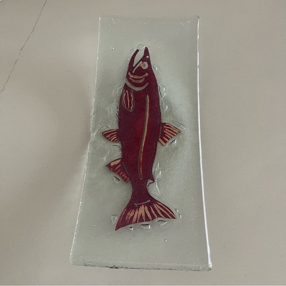 Vintage Jones Glassmaker Salmon Fish Platter Dish - Picture 5 of 10